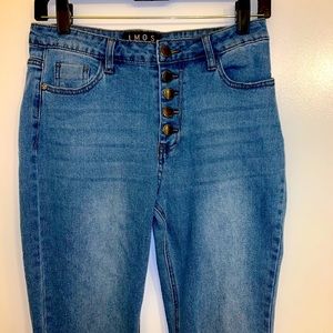 Cute high waisted,dark wash denim jeans